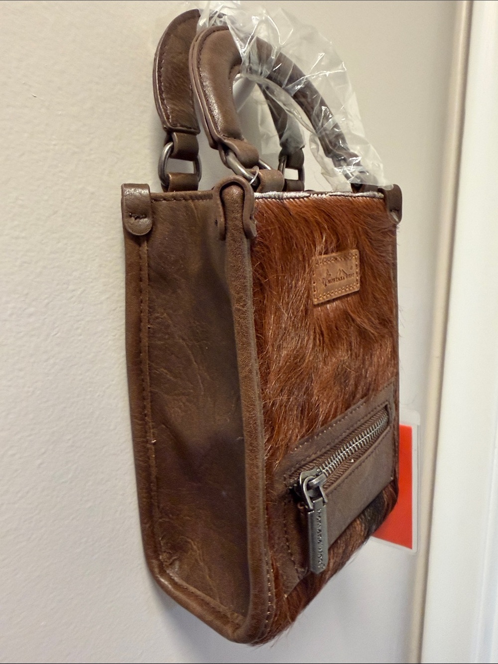 Montana West Hair-On Cowhide North South Mini Tote/Crossbody - Picture 3 of 5